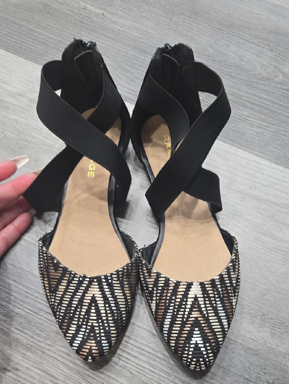 Rampage brand pointed-toe ballet flats